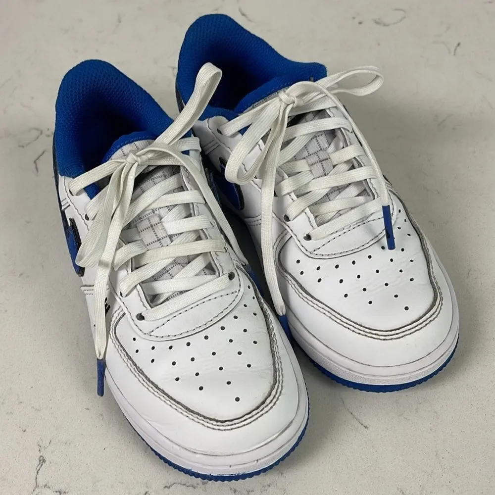 Little Kid's Nike Force 1 LV8 White/White-Black-Game Royal (DO3807 100) Size 11C